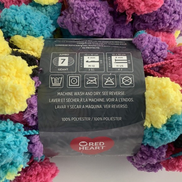 Coats & Clark Red Heart Pomp-a-Doodle Yarn 3.5oz/14yds #9753 PartyMix Pom-Pom - Picture 3 of 6